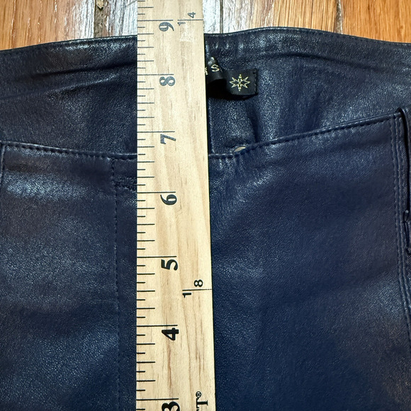 Plein Sud Leather Pant Leggings Navy Blue Size 6 27x25 Luxury Designer - Picture 5 of 11